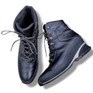 EUC Timberland Leather Lace Up High Heel Wedge Ankle Boots‎ Booties 9.5 M